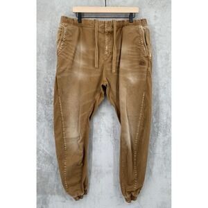PRPS Jogger Pants Mens 38 Brown Distressed Fade Zip American Japanese Denim